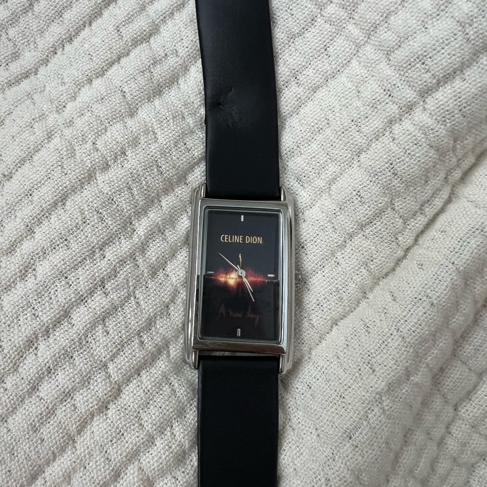 Celine Dion A New Day  Black Leather Residency Watch with Rectangular Face